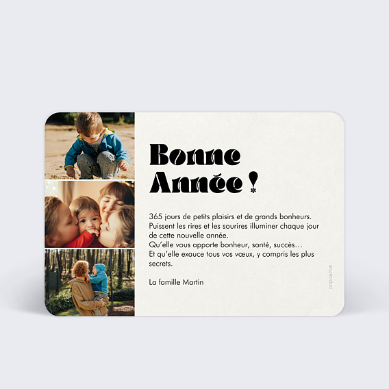 Carte de voeux Année en pleine page Verso