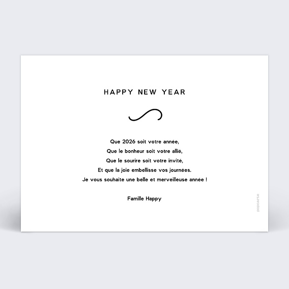 Carte de voeux New Year Manuscrit Verso