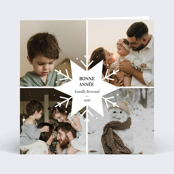 Carte de voeux Etiquette Flocon Recto