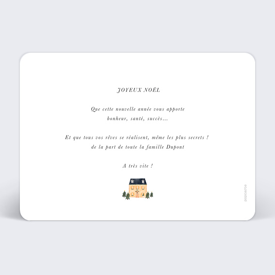 Carte de voeux Boule à Neige Maison Verso