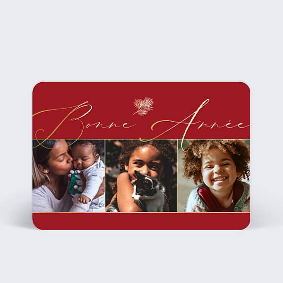 Carte de Voeux Particuliers Multiphotos Rouge