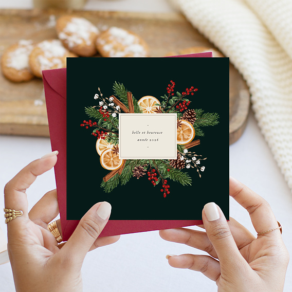 Carte de Voeux Particuliers Orange Cannelle