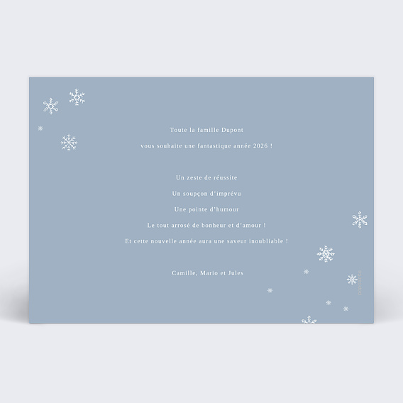 Carte de voeux Doux Flocons Verso