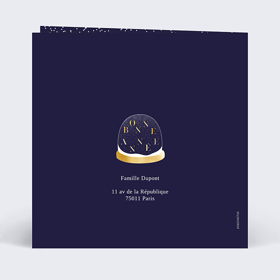 Carte de voeux Boule à Neige Message Verso