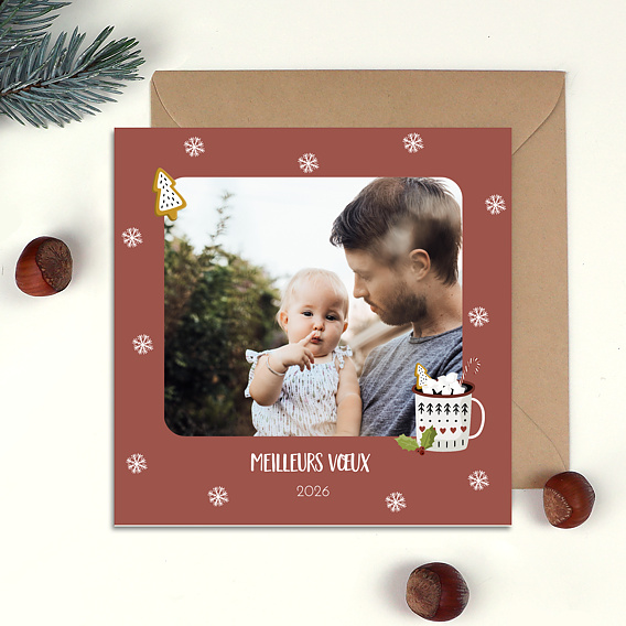 Carte de Voeux Particuliers Chocolat Chaud