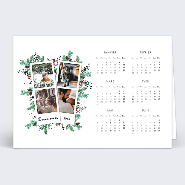 Carte de Voeux Particuliers Calendrier Double Pola