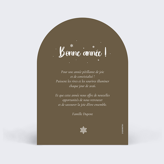 Carte de voeux Jolie pleine page arche noir Verso