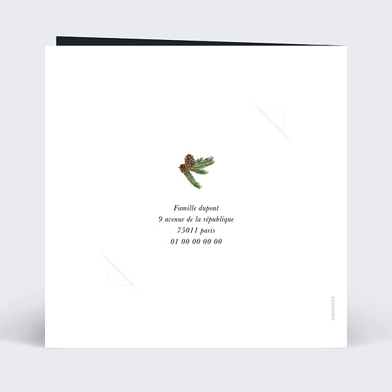 Carte de voeux Senteurs d'Hiver avec Chocolat Verso