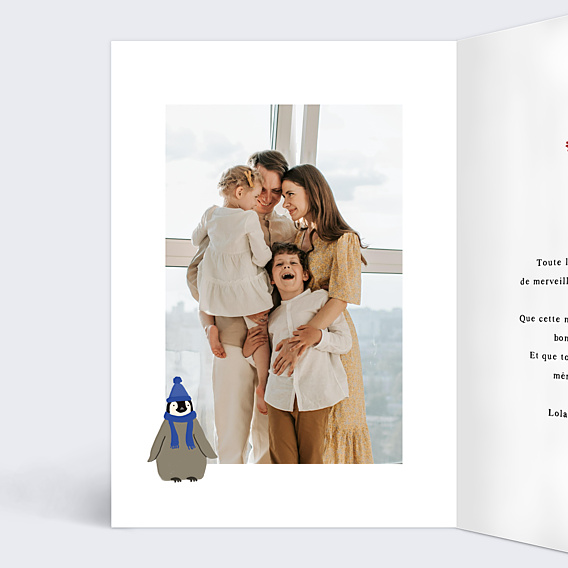 Carte de Voeux Particuliers Famille Pingouin