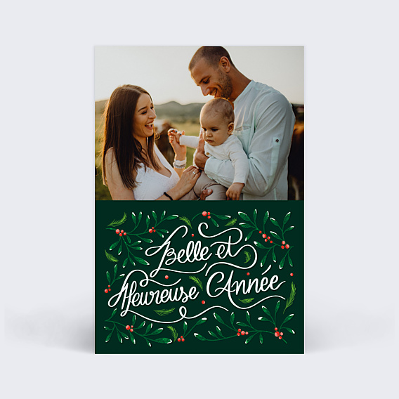 Carte de Voeux Particuliers Calligraphie Décorée