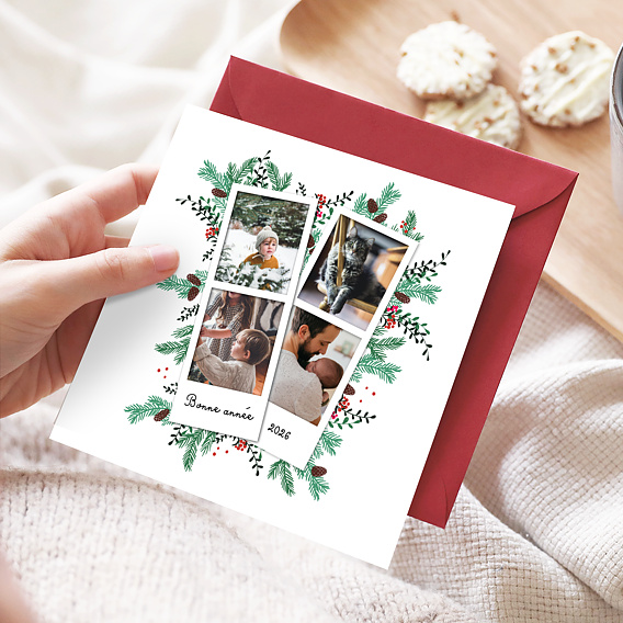 Carte de voeux Double Pola Pommes de Pin Après 4