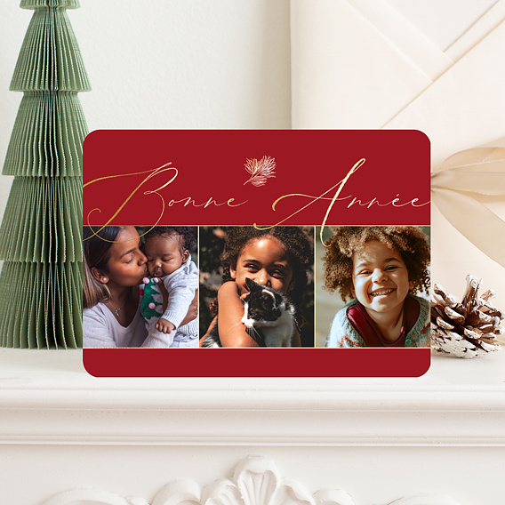 Carte de voeux Multiphotos Rouge Après 4