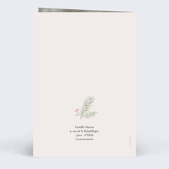 Carte de voeux Botanique Hivernale Verso