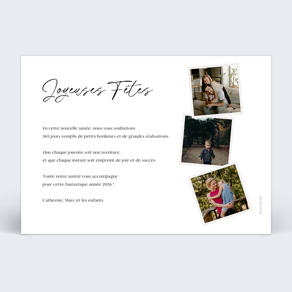 Carte de voeux Éclats de Photos Verso