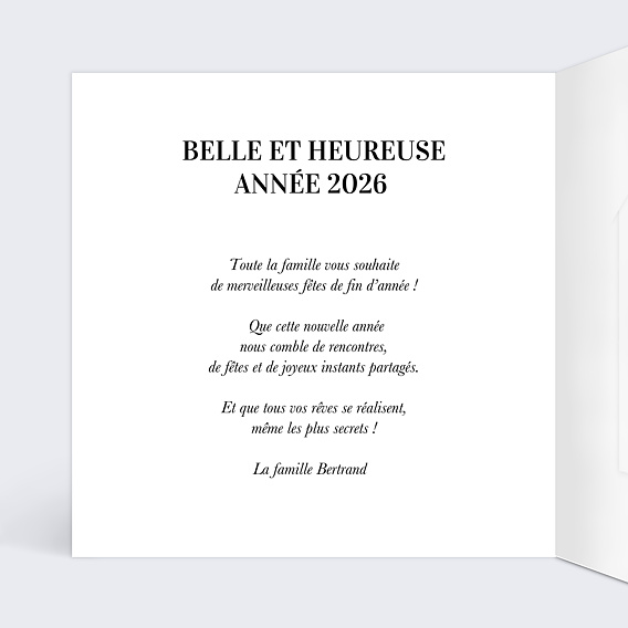 Carte de voeux Etiquette Flocon avec Chocolat Intérieur Gauche