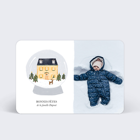 Carte de Voeux Particuliers Boule à Neige Maison