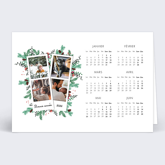 Carte de Voeux Particuliers Calendrier Double Pola