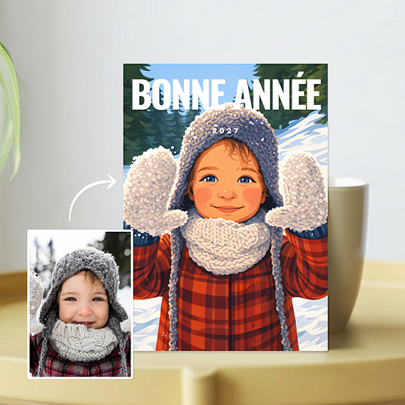 Carte de Voeux Particuliers Votre photo en illustration néovintage