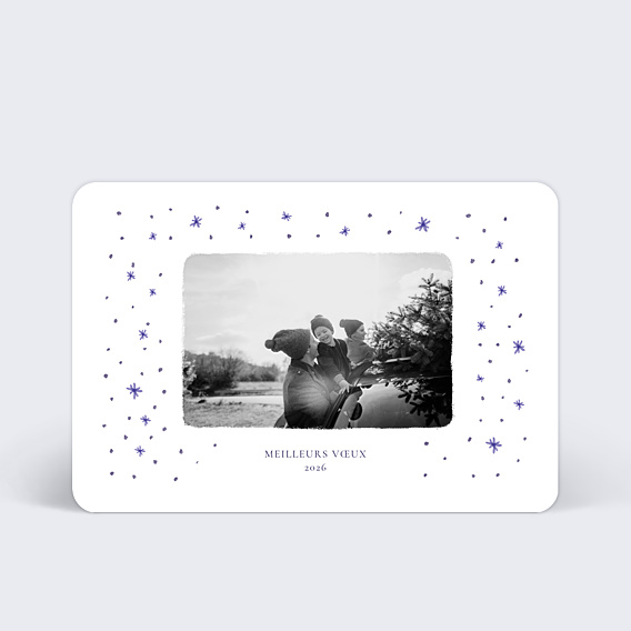 Carte de Voeux Particuliers Flocons Bleus