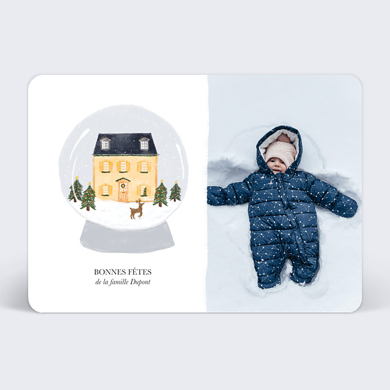 Carte de voeux Boule à Neige Maison