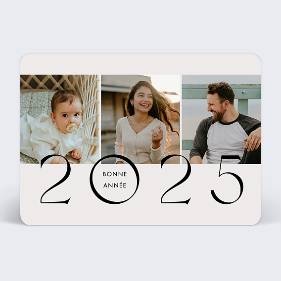 Carte de voeux Portrait famille de 3