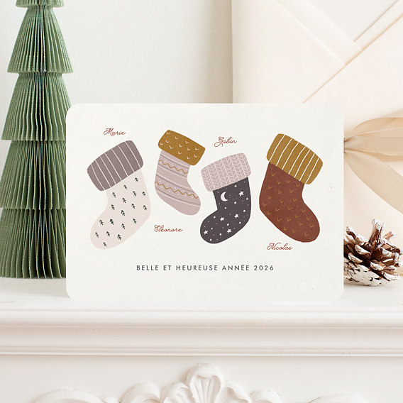 Carte de voeux Famille Chaussettes Après 1