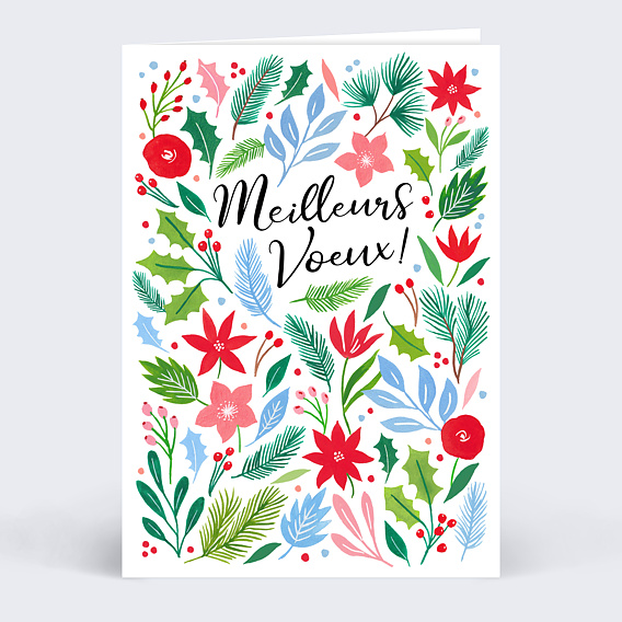 Carte de voeux Végétal Colorée Recto