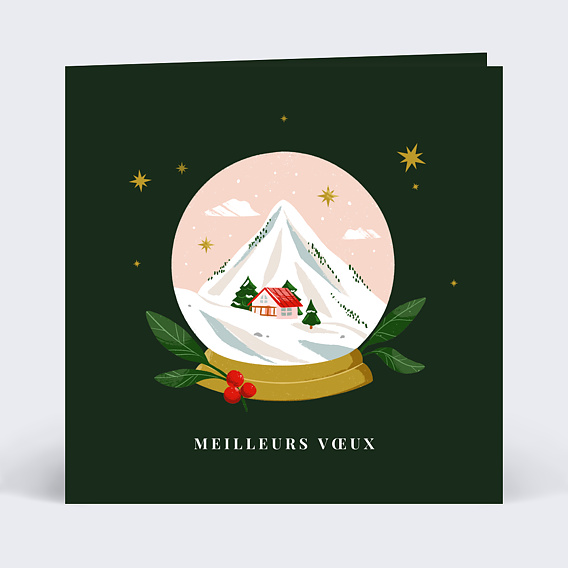 Carte de voeux Boule à neige paysage