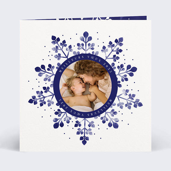 Carte de voeux Flocon Aquarelle