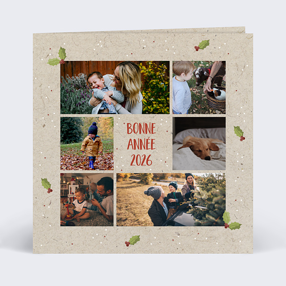 Carte de voeux Houx Chiné Recto