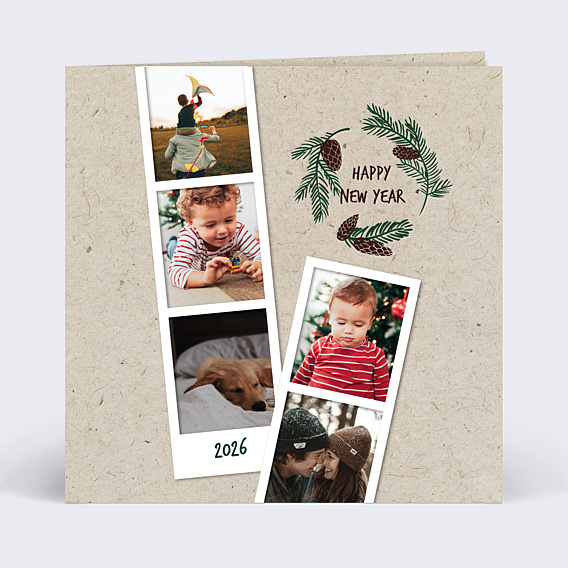 Carte de Voeux Particuliers Polaroid Couronne de Pins