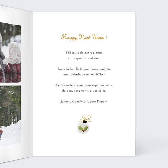 Carte de voeux Boule Suspendue Intérieur Droit