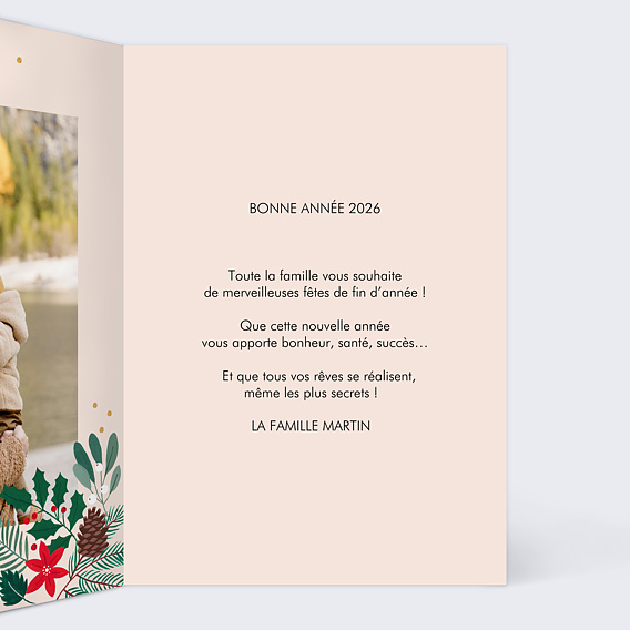 Carte de voeux Herbier d'Hiver Intérieur Droit