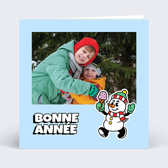 Carte de voeux Bonhomme de neige pop