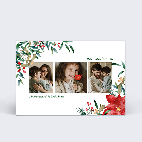 Carte de Voeux Particuliers Fleur de Noël