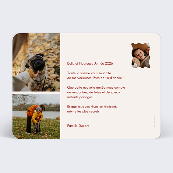 Carte de voeux Nouvelle année colorée Verso