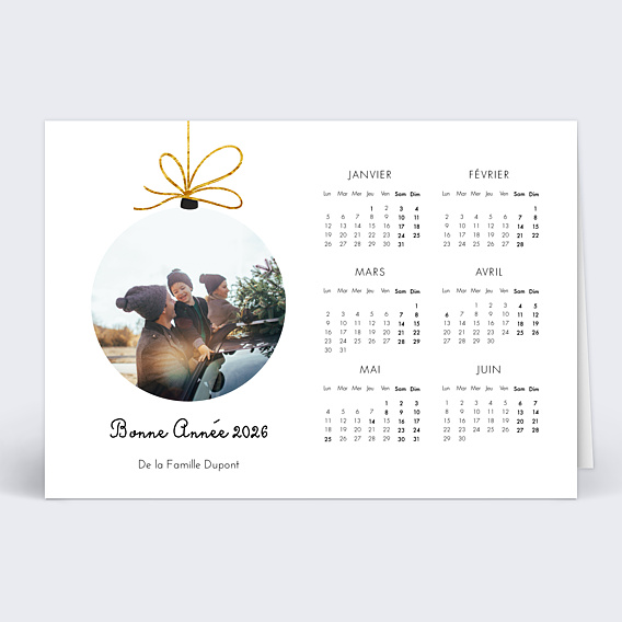 Carte de Voeux Particuliers Calendrier Boule Suspendue