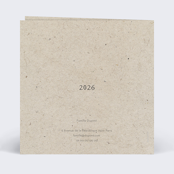 Carte de voeux Découpe Marque-Page Verso