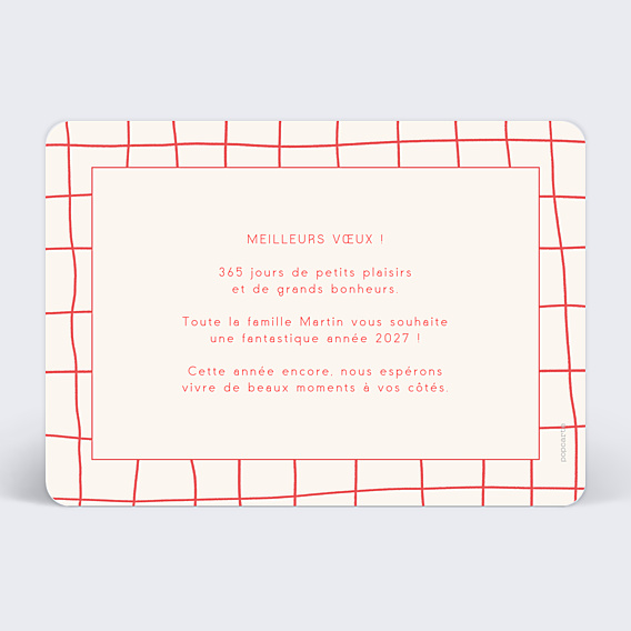 Carte de Voeux Particuliers Plaid Rouge
