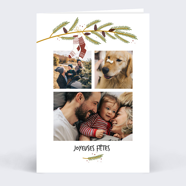 Carte de Voeux Particuliers Chaussettes de Noel Recto