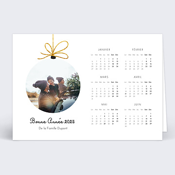 Carte de Voeux Personnalisables Calendrier Boule Suspendue