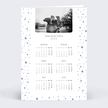 Carte de Voeux Personnalisables Calendrier Flocons Bleus