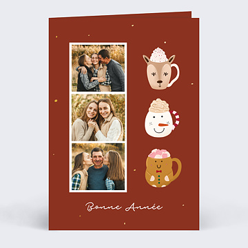 Carte de Voeux Particuliers Tasses Gourmandes