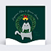 Carte de Voeux Particuliers Chat et Couronne de Noël