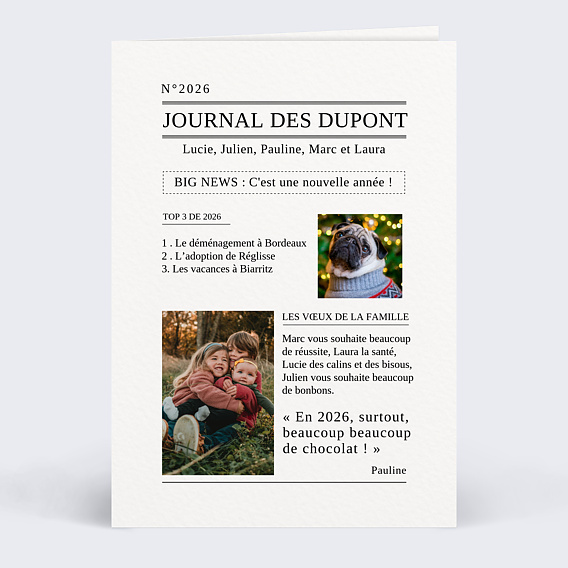 Carte de voeux Gazette Familiale Recto