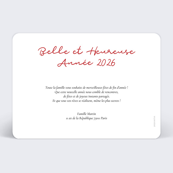 Carte de voeux Cadre souple Verso