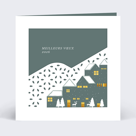 Carte de voeux Village de Montagne Recto