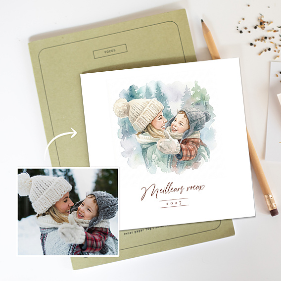 Carte de voeux Votre photo en aquarelle