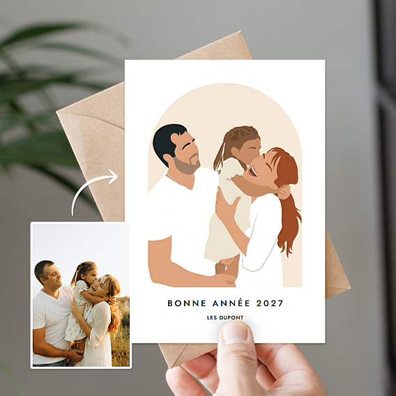 Carte de voeux Votre photo en illustration minimaliste