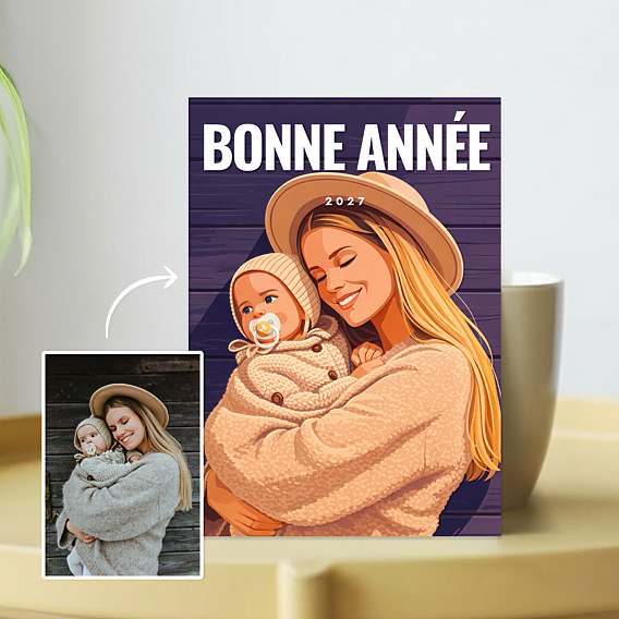 Carte de voeux Votre photo en illustration néovintage